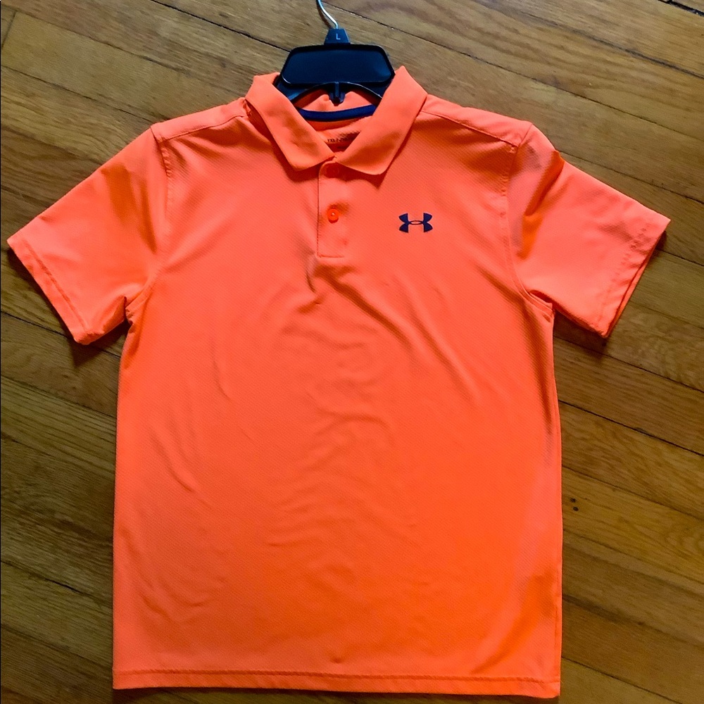 Boys YXL orange Under Armour Polo, athletic material